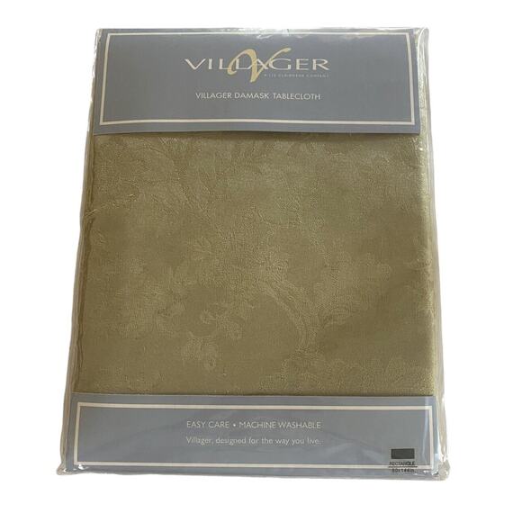 villager Other - Liz Claiborne Villager Rectangle 60” X 144” Elegant Gold Damask Tablecloth NIP